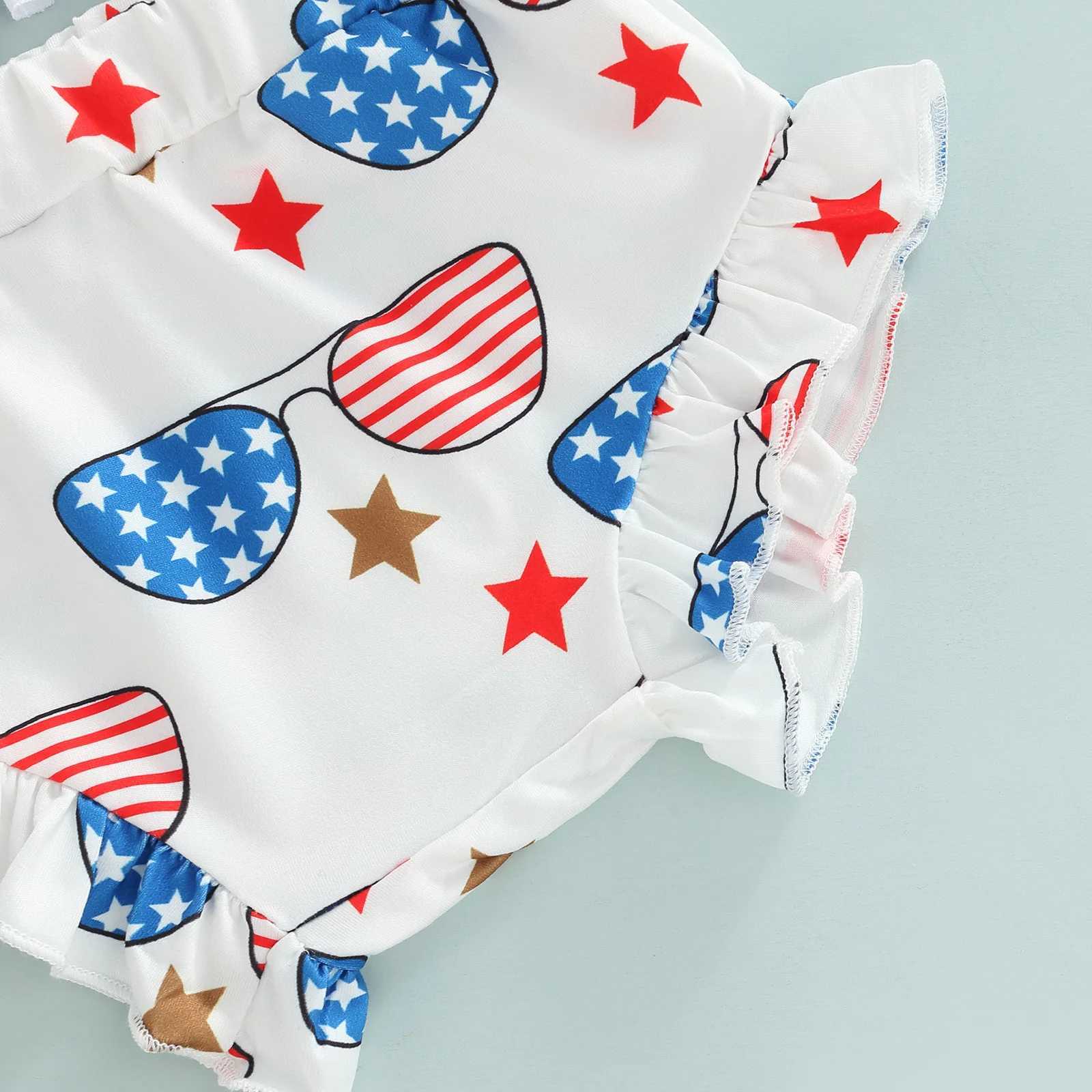 Clothing Sets 2022-03-09 Lioraitiin 0-24M Newborn Infant Baby Girl 3Pcs Independence Day Summer Clothing Letter Printed Shirt Stars Shorts