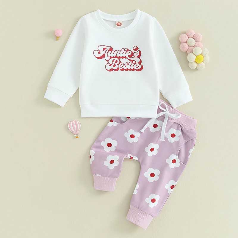 Clothing Sets 2023-09-05 Lioraitiin 0-3Y Autumn Toddler Kid Girls Clothes Sets Long Sleeve Letter Print Sweatshirt Floral Pants Sets