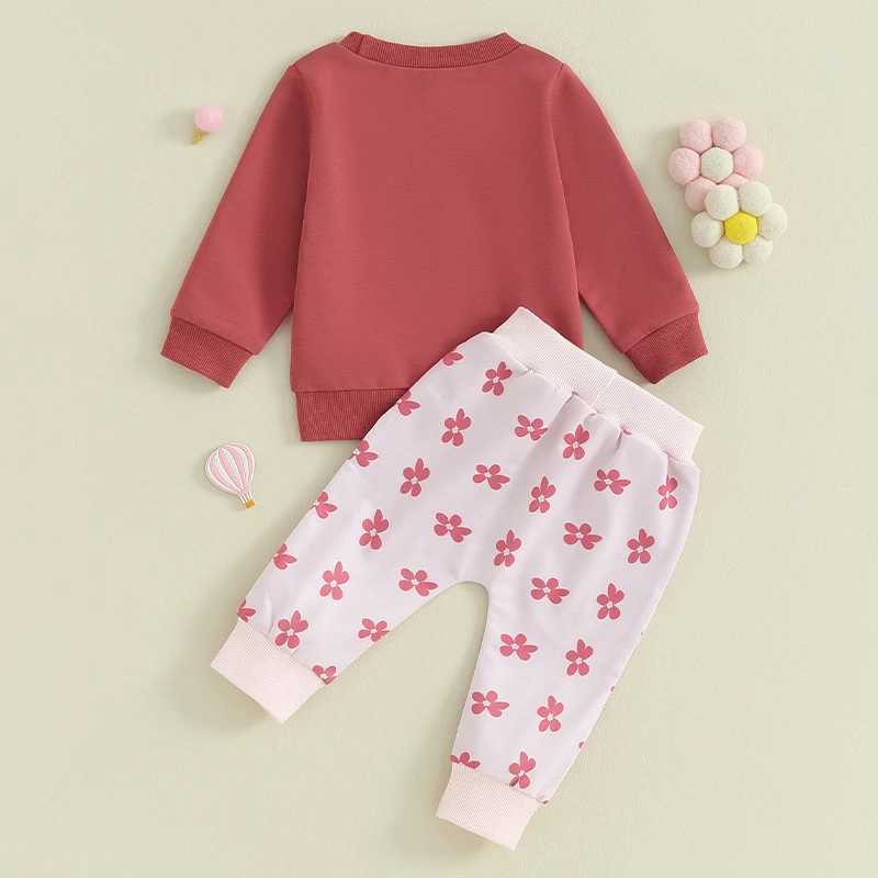 Clothing Sets 2023-09-05 Lioraitiin 0-3Y Autumn Toddler Kid Girls Clothes Sets Long Sleeve Letter Print Sweatshirt Floral Pants Sets