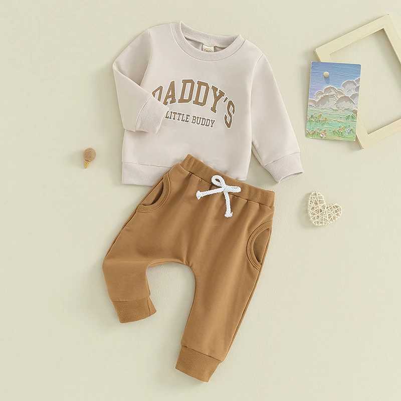 Clothing Sets 2023-08-08 Lioraitiin 0-3T Newborn Baby Outfits Letter Print Long Sleeve Round Neck Sweatshirt and Pants Set Toddler Pants Suits