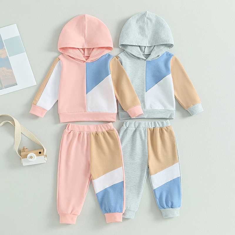 Clothing Sets 2023-06-12 Lioraitiin 0-3Years Infant Baby Boy Girl Autumn 2Pcs Outfit Contrast Color Long Sleeve Hoodies Sweatshirt Long Pant