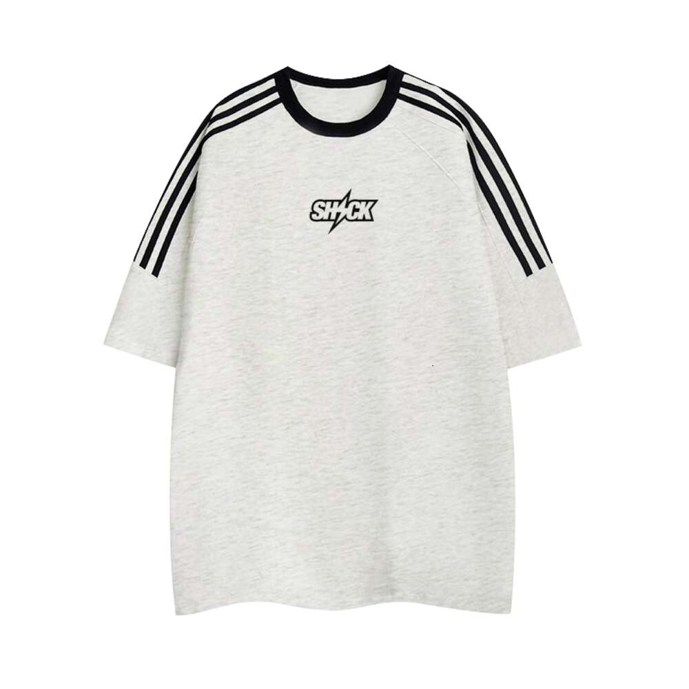 Designer American style three bar pure cotton sports short sleeved T-shirt racing loose top fashionable outdoor sports women's clothing