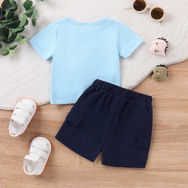Clothing Sets Toddler Boy Summer Outfit Animal Beach Print Short Sleeve Pocket T-Shirt with Cargo Shorts