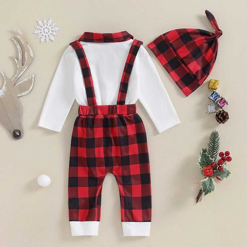 Clothing Sets 2023-10-10 Lioraitiin 0-3Y Infant Baby Boy Christmas Outfits Long Sleeve Plaid Romper Suspender Pants Set Casual Xmas Clothes