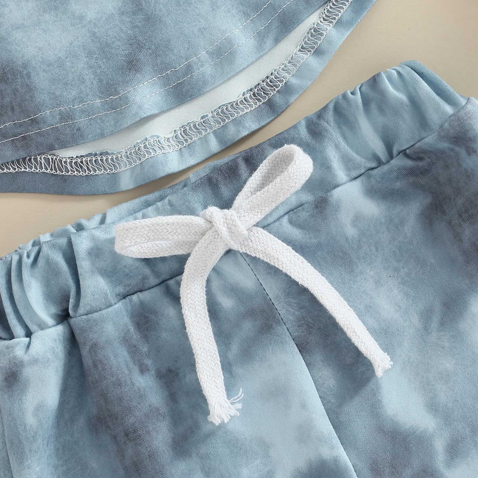 Clothing Sets 2022-06-09 Lioraitiin 0-5Years Toddler Baby Boy Girl 2Pcs Casual Clothing Set Short Sleeve Hooded Tie-Dyt Pritned Top Shorts