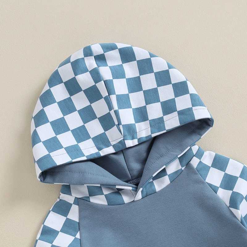 Clothing Sets Toddler Kid Baby Boys Fall Outfits Checkerboard Print Hooded Long Sleeve Hoodies Sweatshirts and Long Pants 2Pcs Clothes Set 2JIA