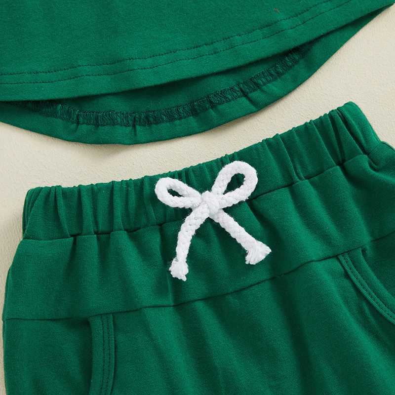 Clothing Sets Toddler Boys Irish Day Shorts Sets Baby Boy Clothing Short Sleeve Clover Dinosaur Print Tops and Solid Color Shorts Sets