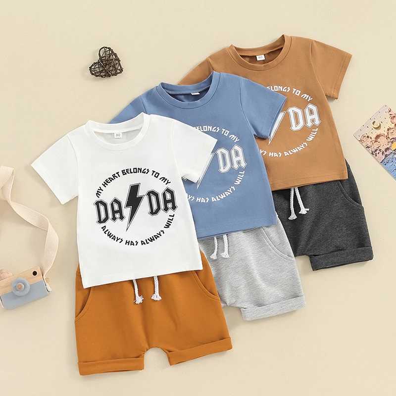 Clothing Sets 2023-12-26 Lioraitiin 0-3Y Toddler Baby Boy Summer Outfits Letters Print Short Sleeve T-Shirt Shorts Infant Newborn Clothes