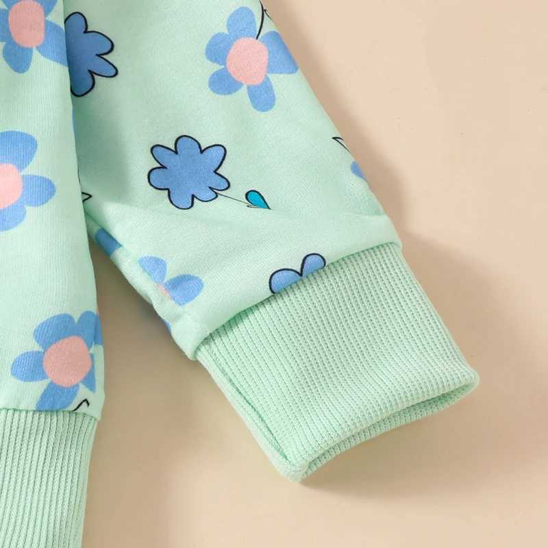Clothing Sets 2024-06-03 Lioraitiin Little Girls 2PCS Fall Sets Long Sleeve O Neck Floral Print Tops Elastic Band Pants