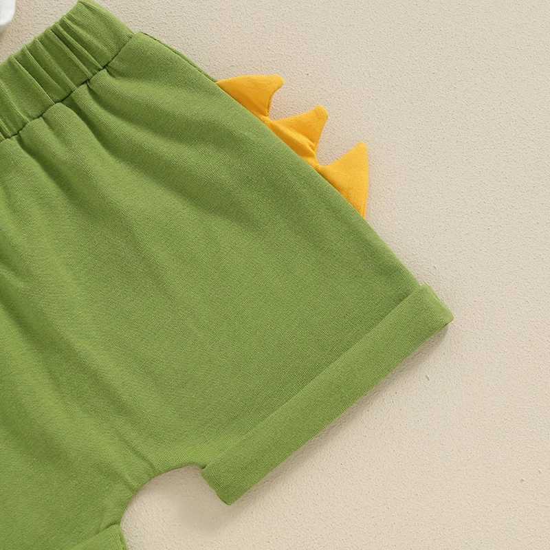 Clothing Sets 2024-04-17 Lioraitiin Baby Boys 2Pcs Birthday Outfits Short Sleeve Dinosaur Print Romper + Shorts Set Newborn Clothes