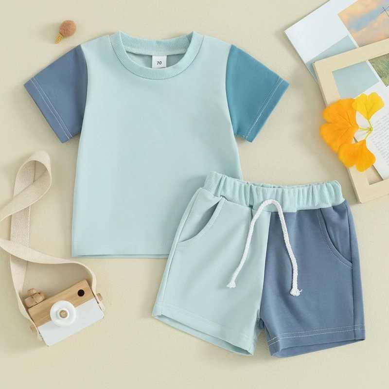 Clothing Sets Lioraitiin Toddler Baby Boy Girl Outfit Short Sleeve Contrast Color T Shirt Tops Elastic Shorts Set Neutral Summer Clothes