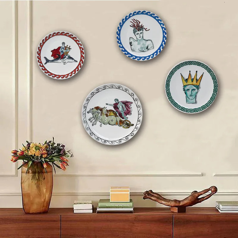 Italian Ginori 1735 Poseidon Tour Plate Ceramic Decorative Ornaments Dish Living Room Bedroom Background Wall Hanging Plate 240709