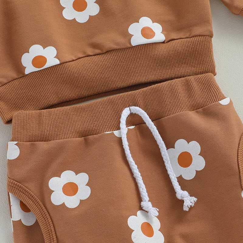 Clothing Sets 2023-07-14 Lioraitiin 0-3Years Toddler Baby Girls 2Pcs Fall Outfit Set Floral Print Sweatshirt Top with Drstring Pants
