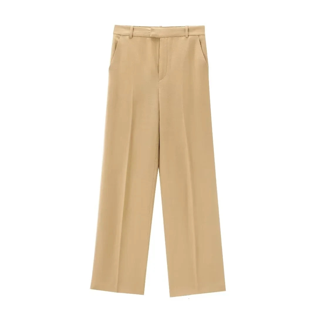 Two Piece Sets Womens Vest Blazers Pant Suit Khaki Jackets Sleeveless Outwear inszartrafz Summer With Button Tops Woman 240627