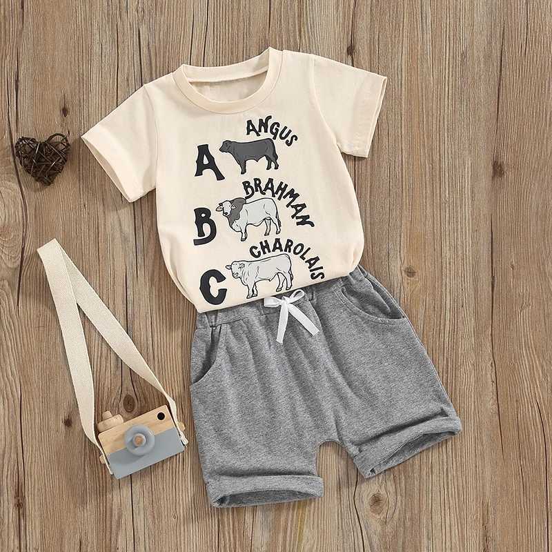 Clothing Sets 2024-03-23 Lioraitiin Summer Baby Outfits Alphabet Print Short Sleeve T-Shirt and Elastic Shorts Set Toddler Girl Boy Clothes