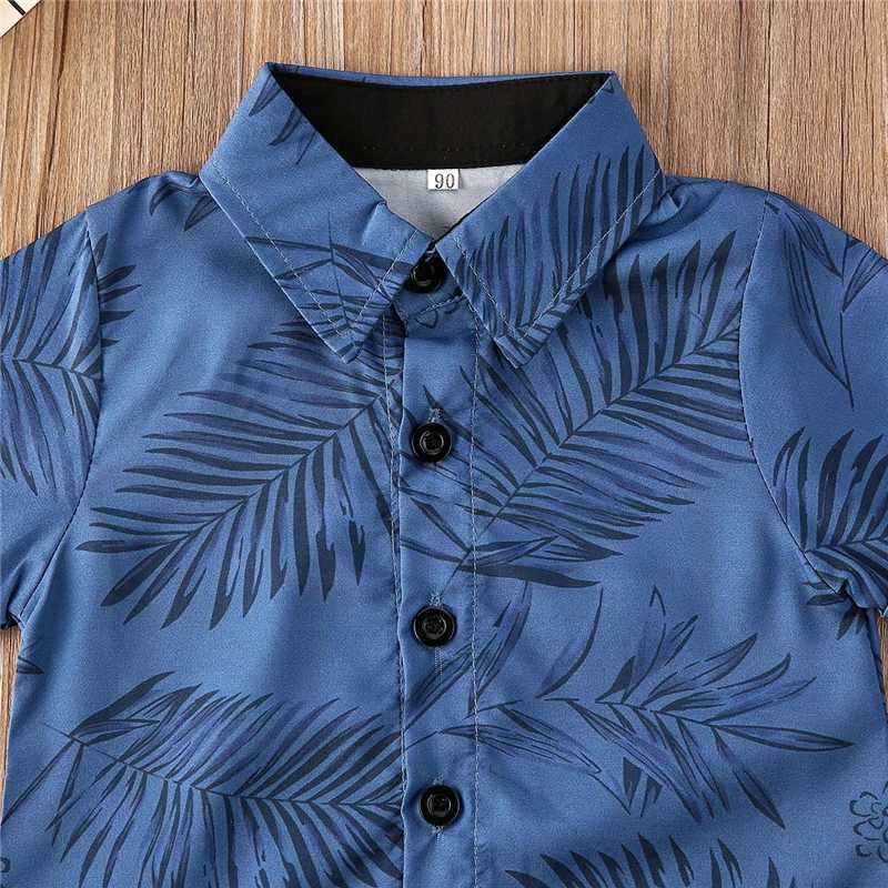 Clothing Sets 2020 Summer Casual Toddler Kids Baby Boys Clothes Short Sleeve Leaf Print Shirt Tops + Short Pants Outfit Clothes 1-6Y