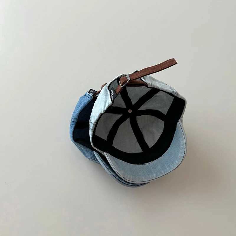 Retro Denim Baseball Cap for Baby Letter Short-brim Sun Hat Summer Adjustable Kids Boys Girls Peaked CapsXJ240715