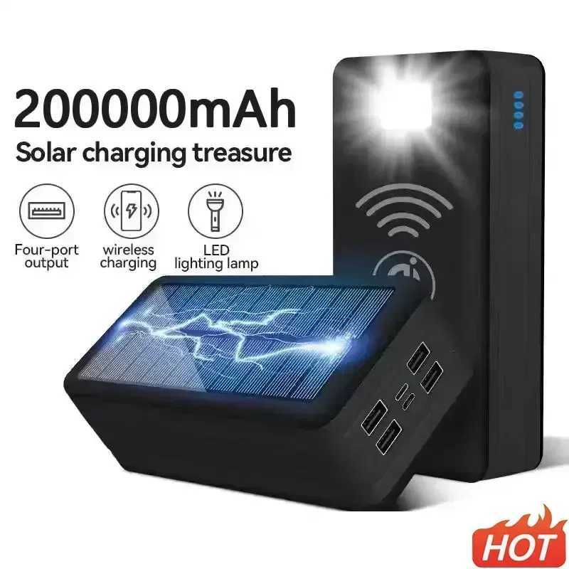 100000mAh Solar Power Bank Mobile Phone Wireless Charging Large Capacity External Battery Fast Charging For Travel And CampingM240715