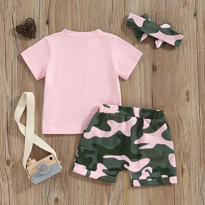 Clothing Sets 2023-12-26 Lioraitiin 3M-5Y Summer Baby Girl Outfit Letter Print Short Sleeve T-Shirts Top Elastic Waist Shorts 2Pcs Clothes Set