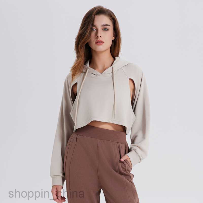 Women Hoodies Sweatshirts New autumn winter streaming sports hoodie for women exposed navel short drawstring loose fit fitness top pullover yoga joggi