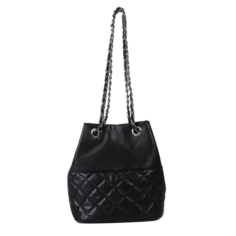 2025 Designer High small 3 end women's 2023 new summer versatile shoulder crossbody texture dia grid chain bucket bag