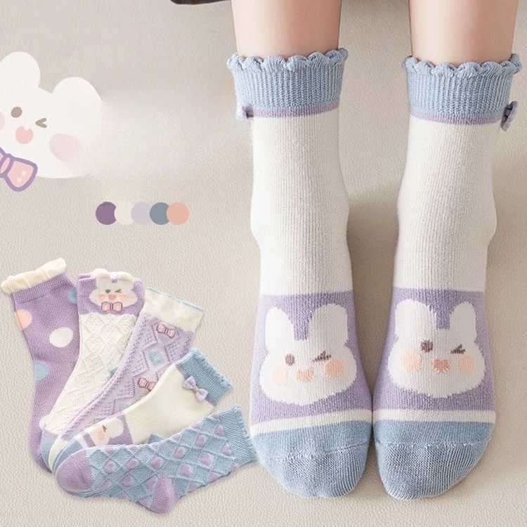 5 pairs of autumn and winter season new childrens sports cartoon printing Korean version fully matched socks trendW240715