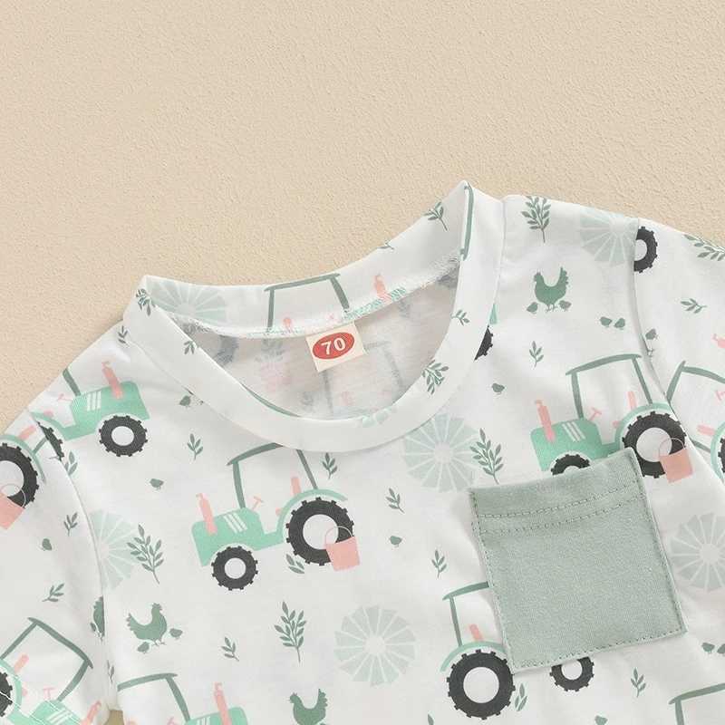 Clothing Sets 2024-03-21 Lioraitiin 0-3Y Toddler Baby Boy Summer Outfits Short Sleeve Farm Print Tops + Shorts Set Clothing