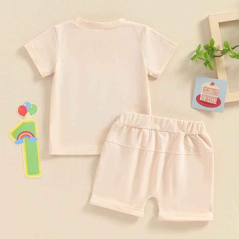 Clothing Sets 2024-03-20 Lioraitiin Summer Baby Boys Outfits Letter Embroidery Short Sleeves T-Shirt and Elastic Shorts Vacation Clothes Set