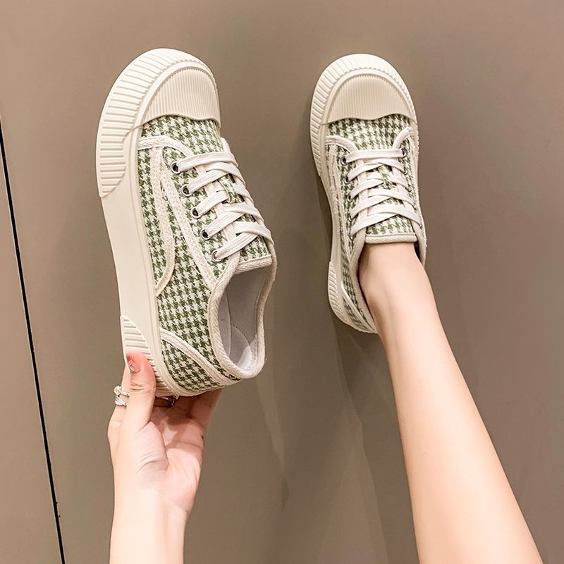 Autumn Spring New Fashionable and Versatile Canvas Casual Sports Board Student Korean Edition Women's Shoes, Thick soled Biscuit Shoes for Women 