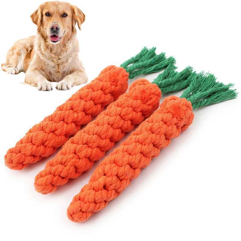 High Quality 1 dog toy carrot knot ball cotton rope dumbbell puppy cleaning teeth chewing toy durable weaving bite resistant pet supplies T2504012