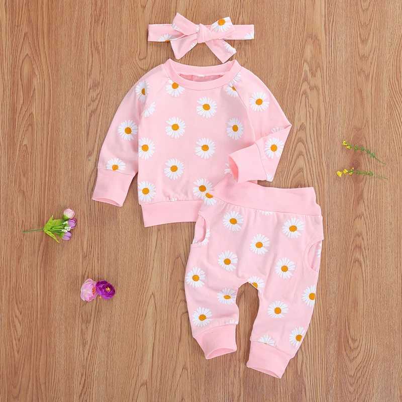 Clothing Sets 0-24M Toddler Newborn Infant Baby Girl Autumn Clothing Set Daisy Printed Cotton Top Long pants 2Pcs Outfits 3Colors