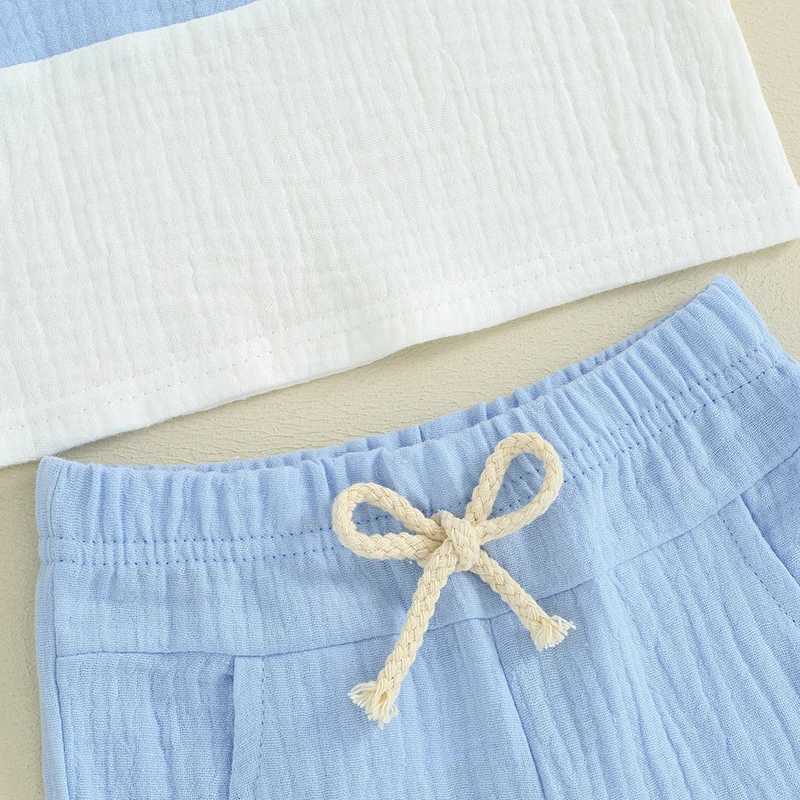 Clothing Sets 0-3Y Toddler Baby Boy Summer Clothes Cotton Soft Short Sleeve Contrast Color Tops and Solid Color Shorts 2Pcs Outfit 2FJ4