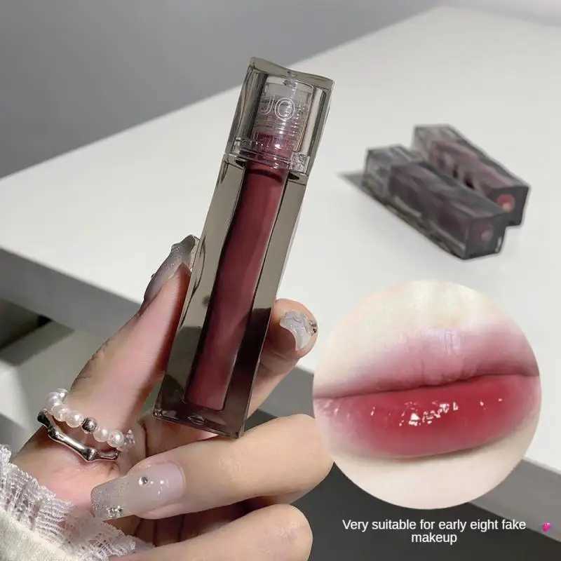 Waterproof Mirror Nude Lip Gloss Transparent Nude Dark Brown Red Lip Glaze Lasting Velvet Liquid Lipstick Women Makeup Cosmetic zxx240715