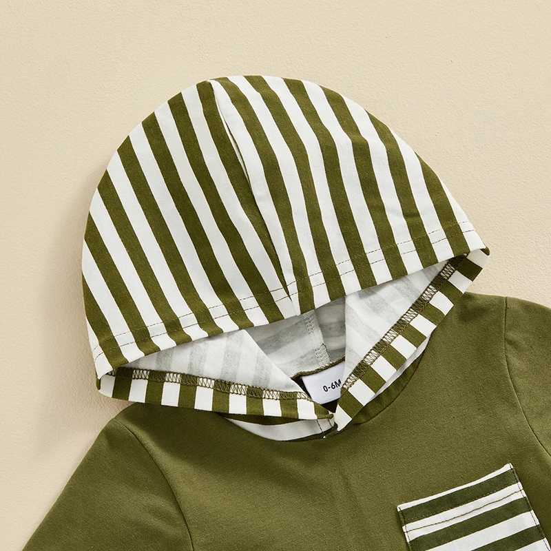 Clothing Sets Toddler Baby Boy Summer Clothes Hoodie Short Sleeve Sweatshirt Tops Striped Shorts Set 2Pcs Kids Casual Outfits