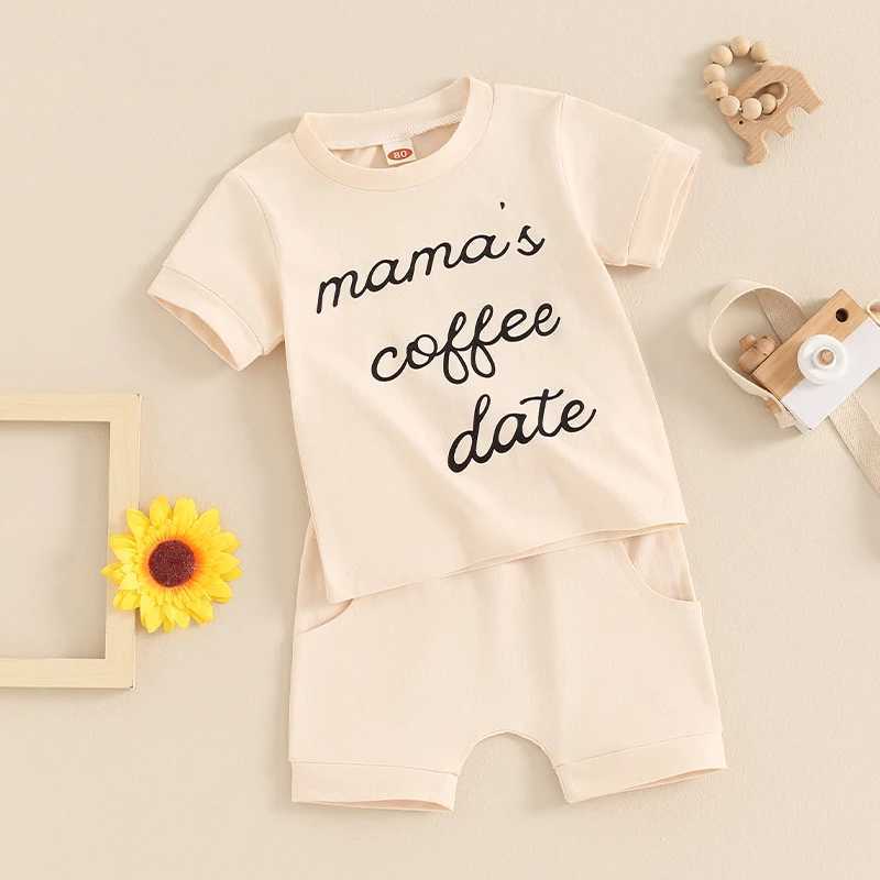 Clothing Sets 2024-03-26 Lioraitiin Baby Boys Summer Outfits Letter Print Short Sleeves T-Shirt and Elastic Shorts Vacation Clothes Set