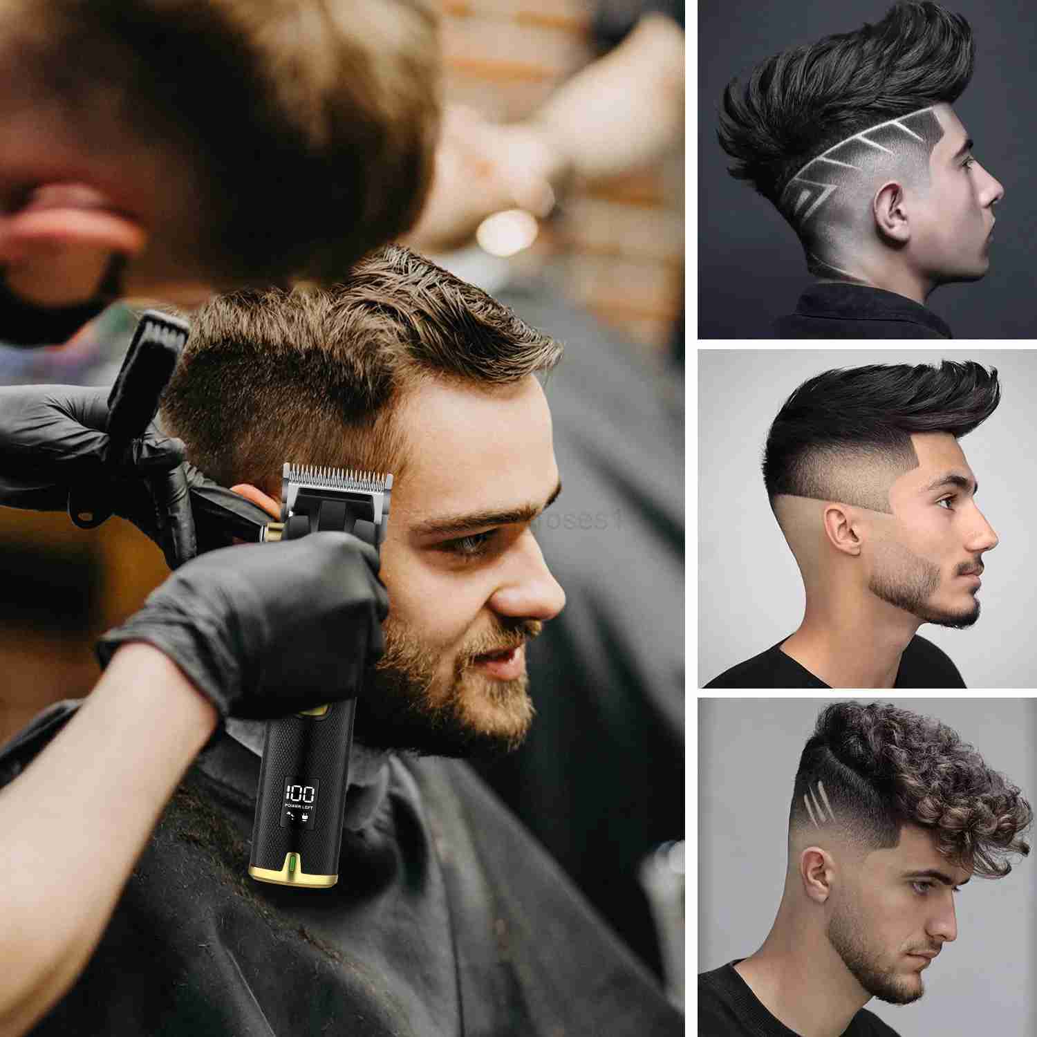 HIENA Pro Hair Clipper set for men 1.5-13mm limit guide Comb professional barber machines Cordless haircut Electric hair trimmerM240715