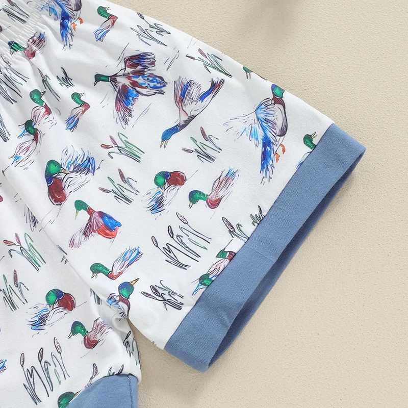 Clothing Sets 2024-04-19 Lioraitiin Kids Boys Shorts Set Duck Print Short Sleeve T-shirt with Elastic Waist Shorts Toddler Set Summer Outfit
