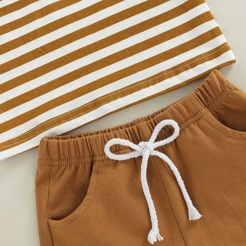 Clothing Sets 0-3Y Toddler Infant Baby Boy Clothes Sets Cotton Short Sleeve Stripes T-shirt with Elastic Waist Shorts Summer Outifts Clothing