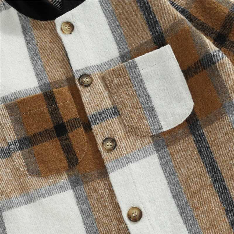 Clothing Sets Children Outfit Kid Boy Autumn Clothes Set Plaid Print Long Sleeve Button Hood Shirt Coats + Solid Color Casual Trousers