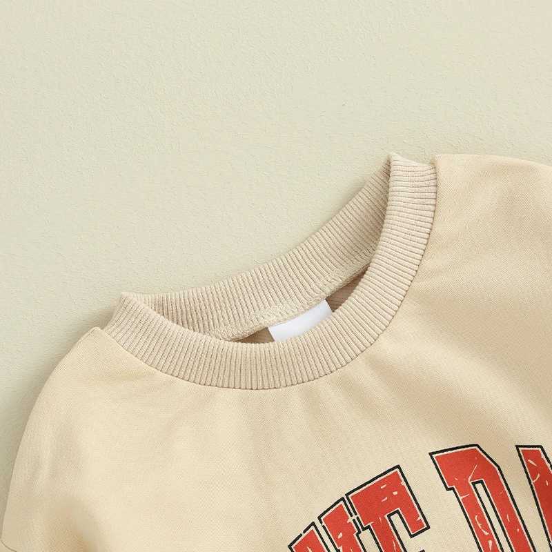 Clothing Sets 2023-09-14 Lioraitiin 0-3Y Toddler Boys Clothes Sets Long Sleeve Letter Rugby Print Sweatshirt and Drstring Pants Sets 2PCS