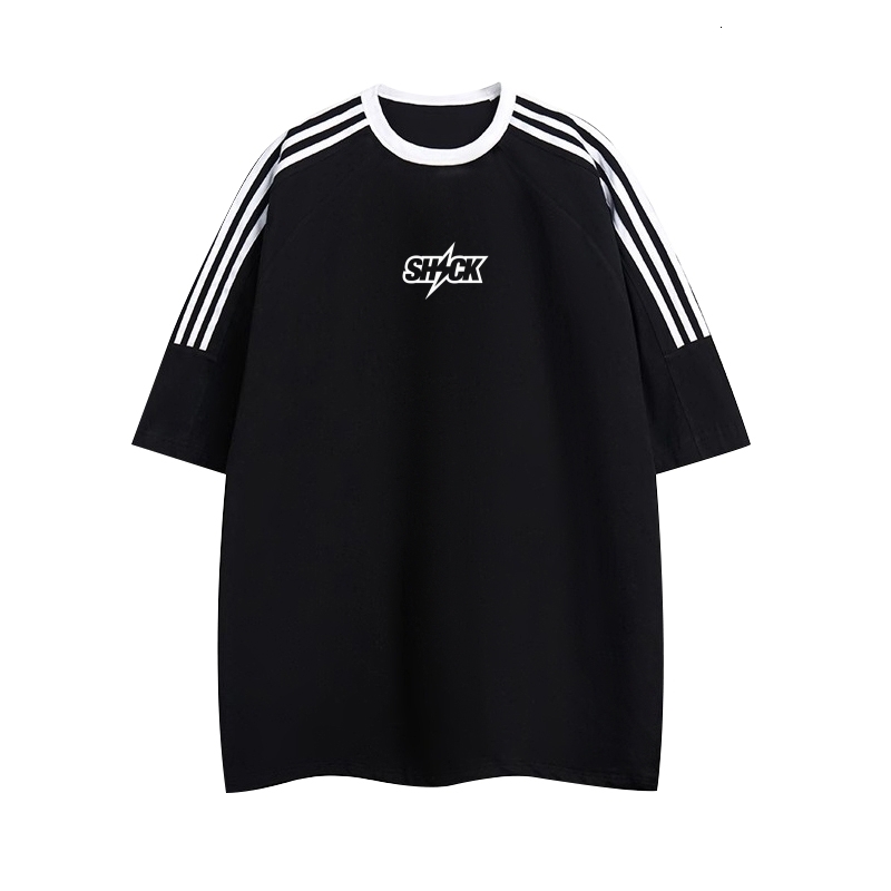 Designer American style three bar pure cotton sports short sleeved T-shirt racing loose top fashionable outdoor sports women's clothing