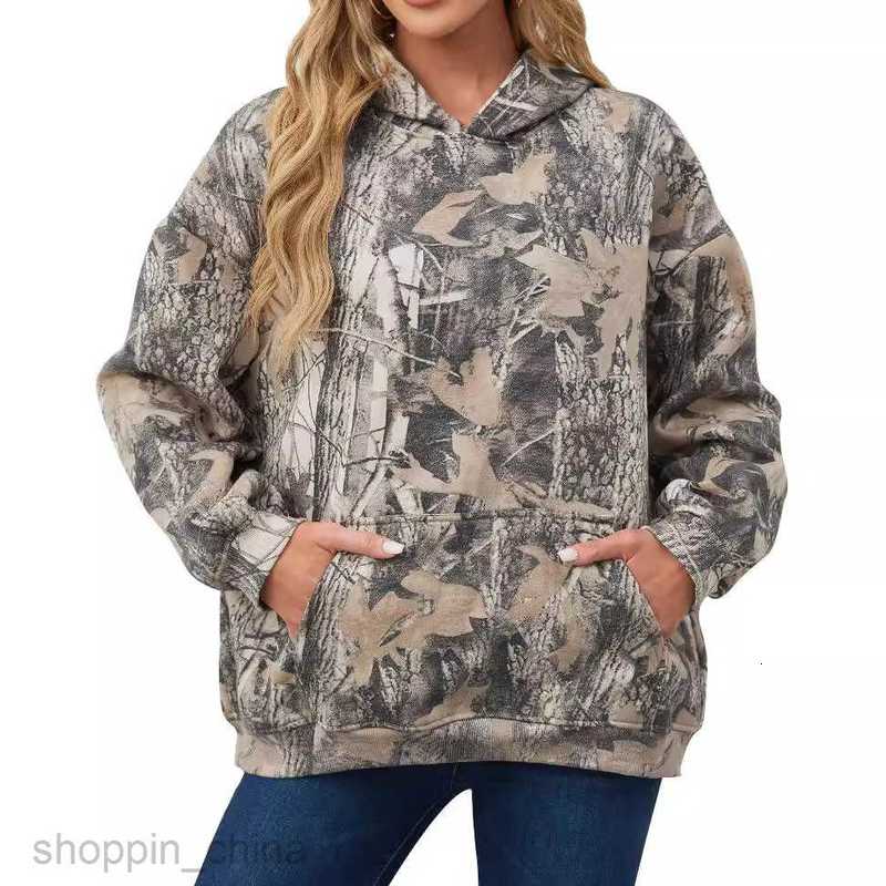 Women Hoodies Sweatshirts Autumn new women's camouflage hooded sweatshirt with maple leaf print, sports hooded sweatshirt with pocket Woman joggi