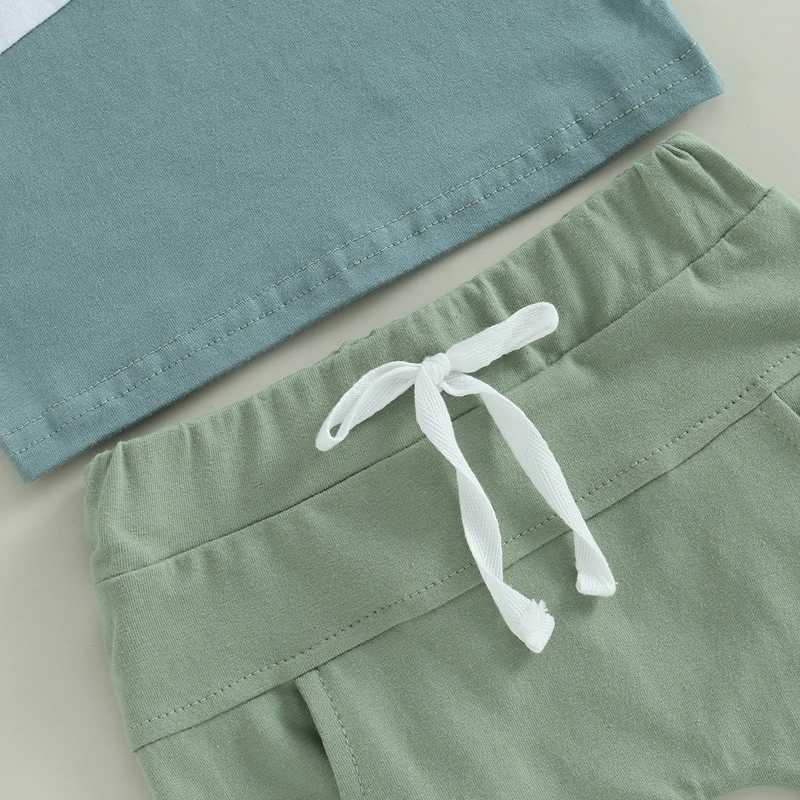 Clothing Sets Toddler Boys Summer Outfits Contrast Color Pocket Crew Neck Short Sleeve T-Shirts and Elastic Waist Shorts 2Pcs Clothes Set