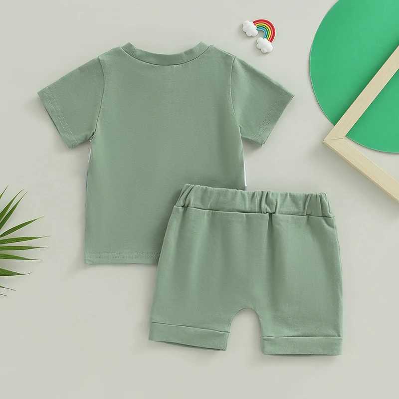 Clothing Sets Toddler Boys Summer Outfits Contrast Color Pocket Crew Neck Short Sleeve T-Shirts and Elastic Waist Shorts 2Pcs Clothes Set