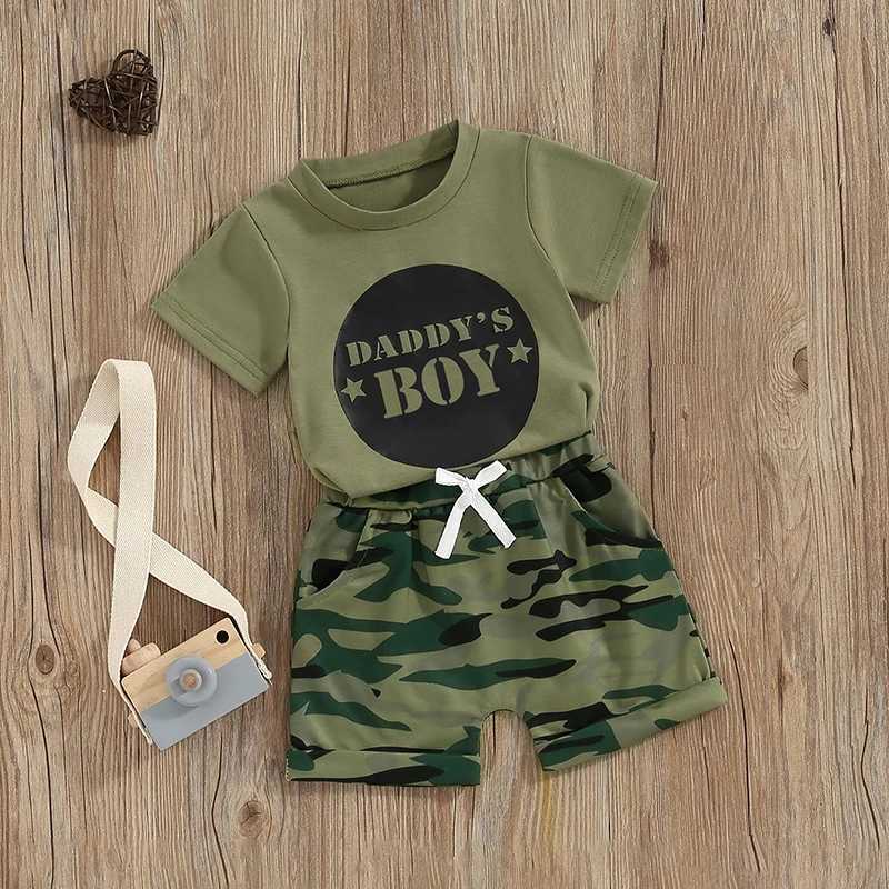 Clothing Sets 2023-12-26 Lioraitiin 3M-5Y Toddler Baby Boy Summer Clothes Mommy Daddy Baby Boy T-shirt Camouflage Short Infant Boy Outfits Set