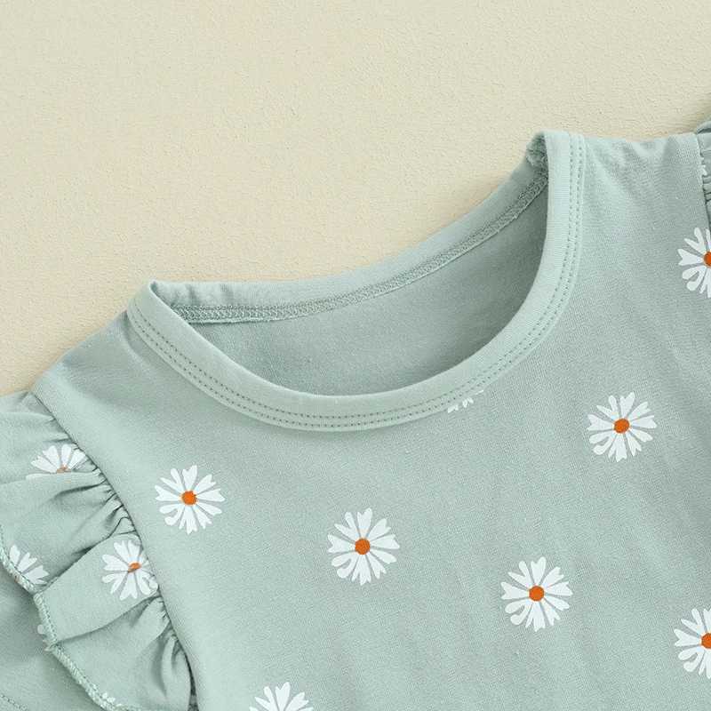 Clothing Sets 2024-01-23 Lioraitiin 1-5Y Toddler Baby Girl 2Pcs Summer Outfits Ruffle Short Sleeve Floral Print Tops + Pants Set Clothes