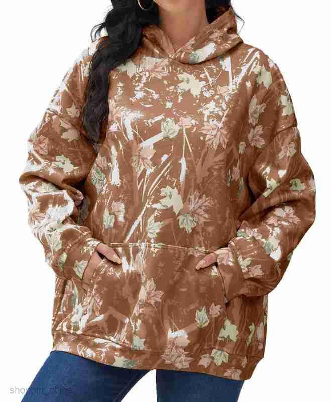 Women Hoodies Sweatshirts Autumn new women's camouflage hooded sweatshirt with maple leaf print, sports hooded sweatshirt with pocket Woman joggi