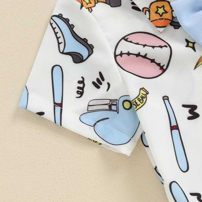 Clothing Sets 2024-04-10 Lioraitiin Baby Kids Boys Shorts Set Short Sleeve Baseball Print Bow Tie Shirt with Elastic Waist Shorts Outfit