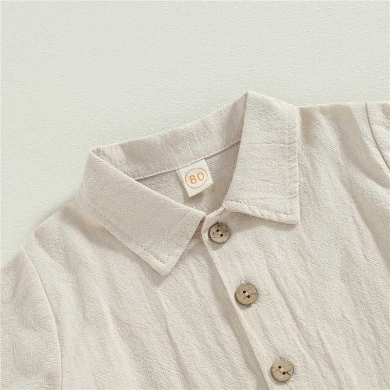 Clothing Sets Summer Kid Baby Boys Clothes Sets Toddler Outfit Solid Color Turn-Down Collar Short Sleeve Shirts+Elastic Waist Shorts 2pcs Sets