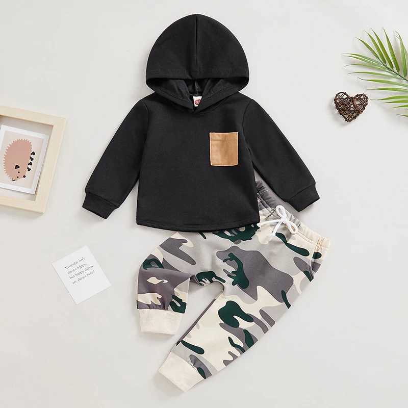 Clothing Sets 2022-12-12 Lioraitiin 0-3Years Baby Boys Tracksuit Outfits Long Sleeve Hooded Sweatshirt Elastic Camouflage Pants Suit